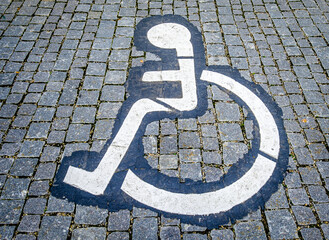 typical disabled sign at a street