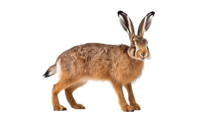 Hare isolated on transparent background - obrazy, fototapety, plakaty