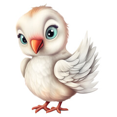 cute white baby chicken isolated on transparent background, png