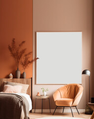 bedroom wall art single frame mock-up created with AI generative technology