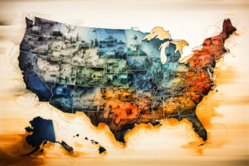USA map. Generative AI photos.