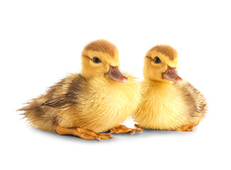 Cute ducklings on white background