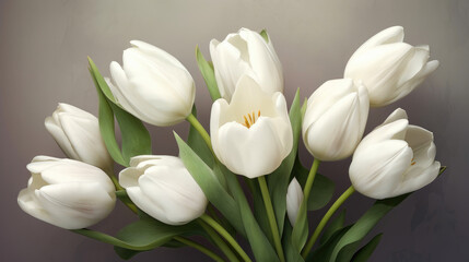 Elegant White Tulips. Generative AI