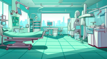 Cutting-Edge Operating Room Background in a High-Tech Hospital. Generative AI