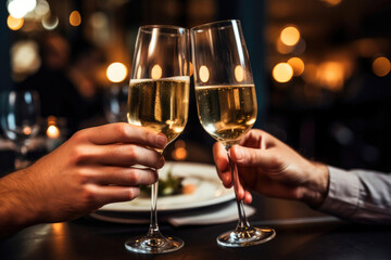 Raise a Glass: Celebratory Champagne Toast. Generative AI