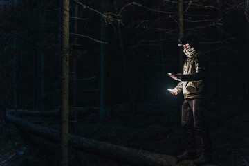 person in the dark  woods