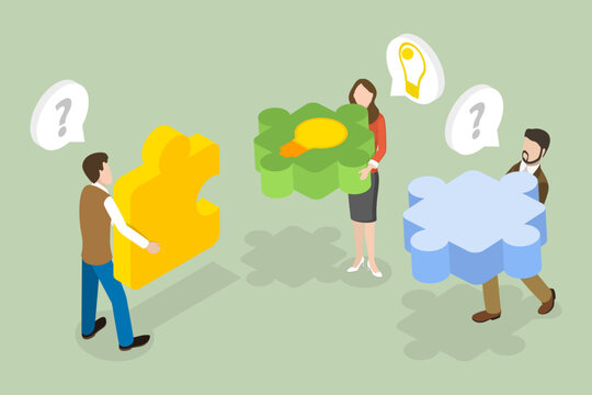 3D Isometric Flat Vector Conceptual Illustration of Financial Intermediaries, Conflict Resolution Reconciliation