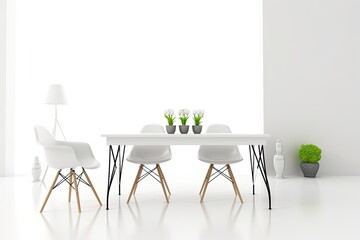 Over a blurring modern Scandinavian minimalist living room with a television, white architecture interior design, a wooden table top or shelf with aromatic sticks bottles,