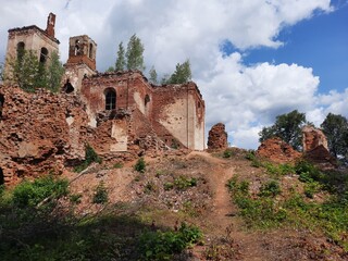 Brick walls of an abandoned church