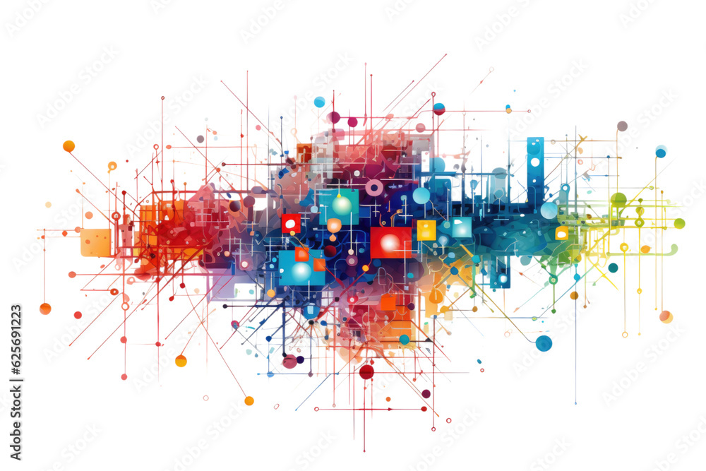 Sticker abstract futuristic shape isolated on a transparent background, generative ai