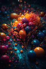 Abstract illustration that depicts color details on a colored background. Background with rich colors in realistic style. Creative digital painting abstract background. Generative AI