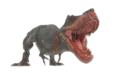 Fototapeta premium t-rex on blood is ready to attack in white background