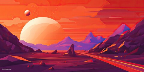 AI Generated. AI Generative. Cyberpunk retro vintage mars plant galaxy space surface outdoor background. Cosmos explore adventures. Graphic Art
