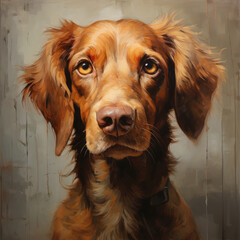 studio headshot portrait of brown white and black medium mixed breed dog Generative AI technology.