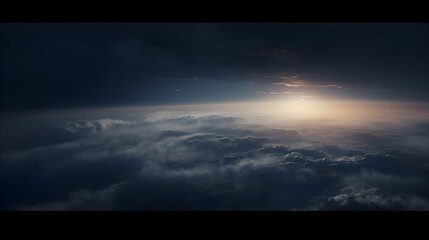 cinematic shot, view from orbit, planet completely covered in overcast