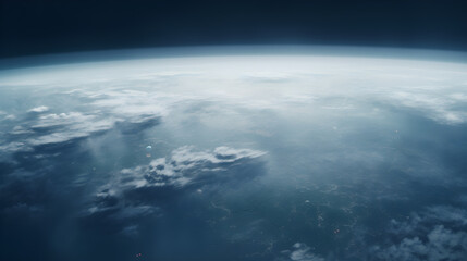 Fototapeta premium cinematic shot, view from orbit, planet completely covered in overcast