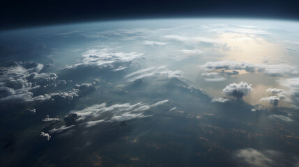 cinematic shot, view from orbit, planet completely covered in overcast