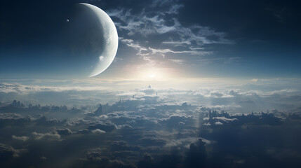 cinematic shot, view from orbit, planet completely covered in overcast