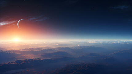 cinematic shot, view from orbit, planet completely covered in overcast