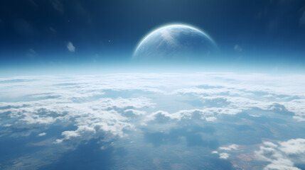 cinematic shot, view from orbit, planet completely covered in overcast