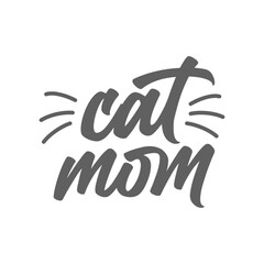 Cat mom. Lettering text design for cat lovers with cat ears and whiskers.