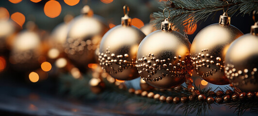 Fototapeta premium closeup of Christmas Tree with Decorations