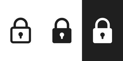 Flat simple lock padlock icon in 3 form background