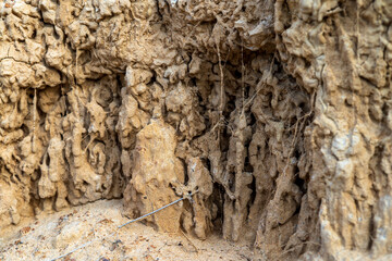 traces of erosion on clay cliffs