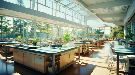beautiful laboratory in high school, interior design school, AI