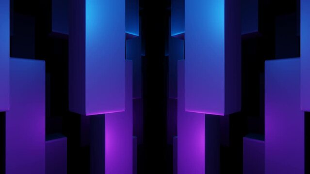 Blue and purple gradient abstract tunnel of rectangles animation