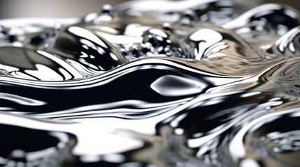 Close-up shot of liquid silver metal, Generative AI. - obrazy, fototapety, plakaty