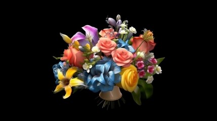 Colorful bouquet of spring flowers as a present, Generative AI.