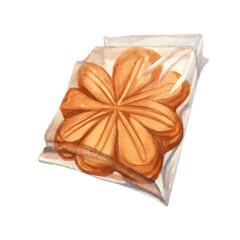 Watercolor traditional Japanese sweets Momiji Manju are sweet pastries stuffed in the shape of a maple leaf, made during the autumn season of admiring maple trees.