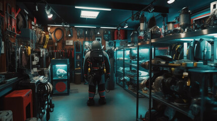 Naklejka na ściany i meble Modern diving equipment store