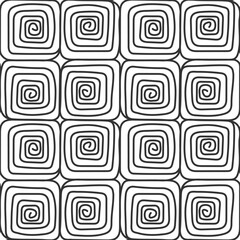 Endless tile pattern from squares. Linear geometric mosaic ornament. Doodle black and white background