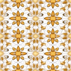 Golden seamless pattern with flowers, generative AI 