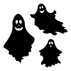 Halloween ghosts silhouette illustration, ghost set