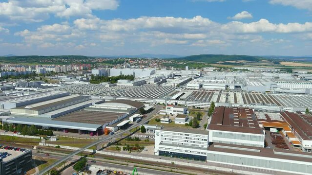 Aerial view of Skoda Auto plant industrial zone
