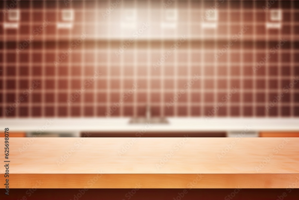 Poster background of a counter or table in a kitchen. tablecloth and wood texture are used to decorate the 