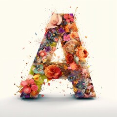 Floral letter a, generative Ai 