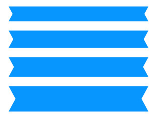 シンプルVカットリボンセット：青