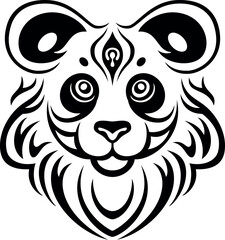 Illustration - bear tattoo, isolated. Bear head. Bear silhouette. Tattoo art style. 