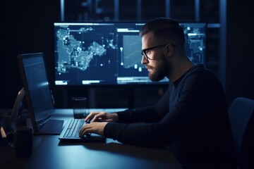 man working on laptop