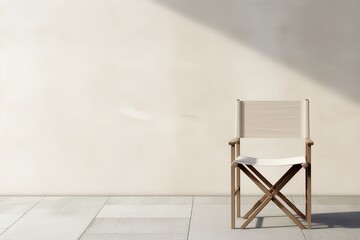 Mockup in the Mediterranean style for product display. Illustration of a patio chair against a beige background. include the clipping path.