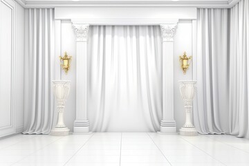 White 3x5 meter backdrop. Background. Mockup. Design of a template