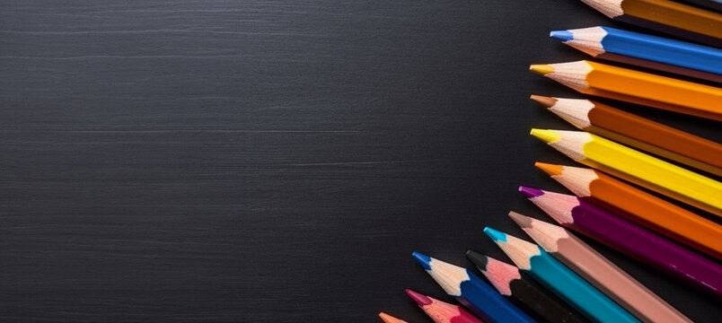 colored pencils on a chalkboard, generative ai