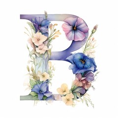 Floral letter B, generative Ai 