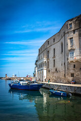 old harbour, porto antico, fishing boats, monopoli, puglia, italy, south italy, bari, europe,...