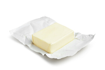 Fresh butter on white background