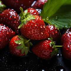 Fresh strawberries banner. Strawberry background. Close-up food photography